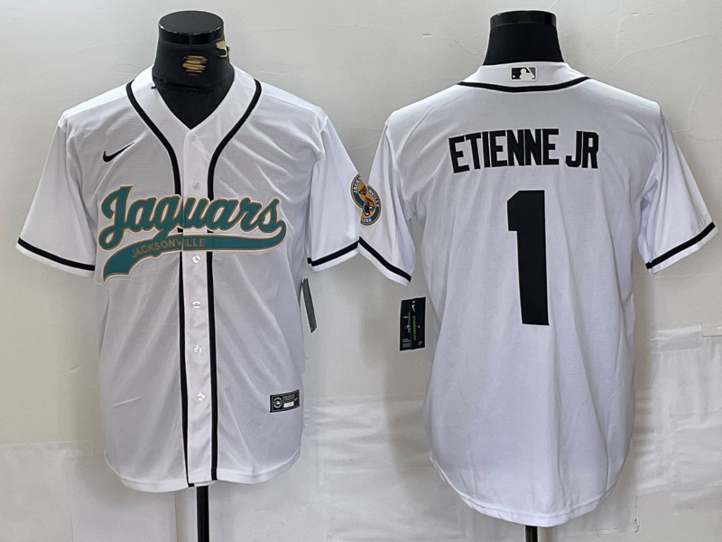 Men's Jacksonville Jaguars Travis Etienne Jr #1 White Jersey
